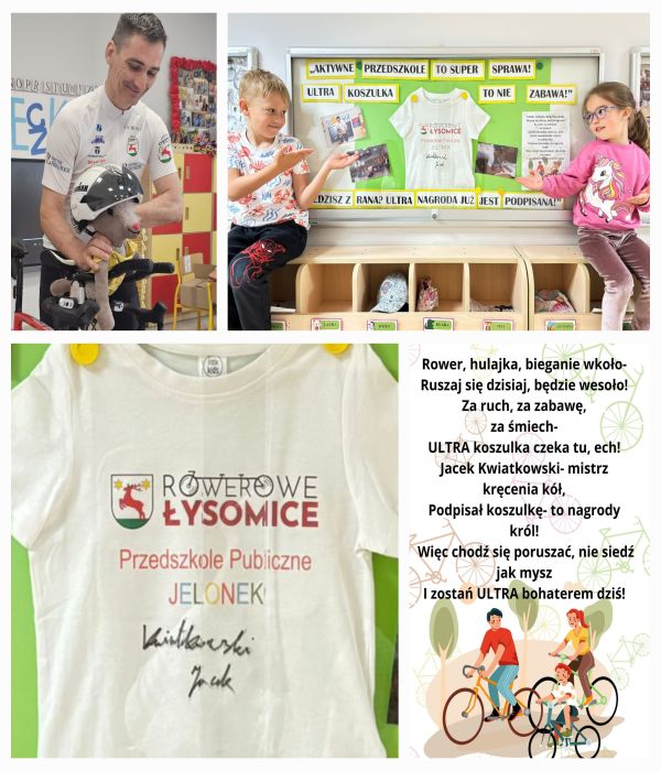 kolaż zdjęć zachęcający do udziału w tle ultrakolarz i dzieci