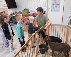 dzieci zapoznają się z żywymi zwierzętami