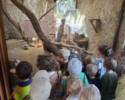 dzieci i dorośli podczas warsztatów i zwiedzania ogrodu zoobotanicznego