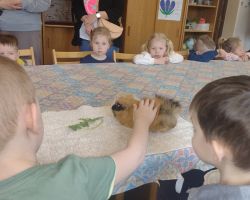 dzieci i dorośli podczas warsztatów i zwiedzania ogrodu zoobotanicznego