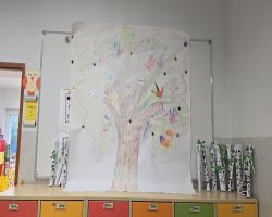 dzieci poznają różne gatunki drzew podczas zajęć