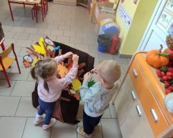 dzieci podczas zajęć przyrodniczych z bibliotekarką