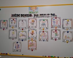 dzieci podczas zajęć dydaktycznych poznają prawa dziecka