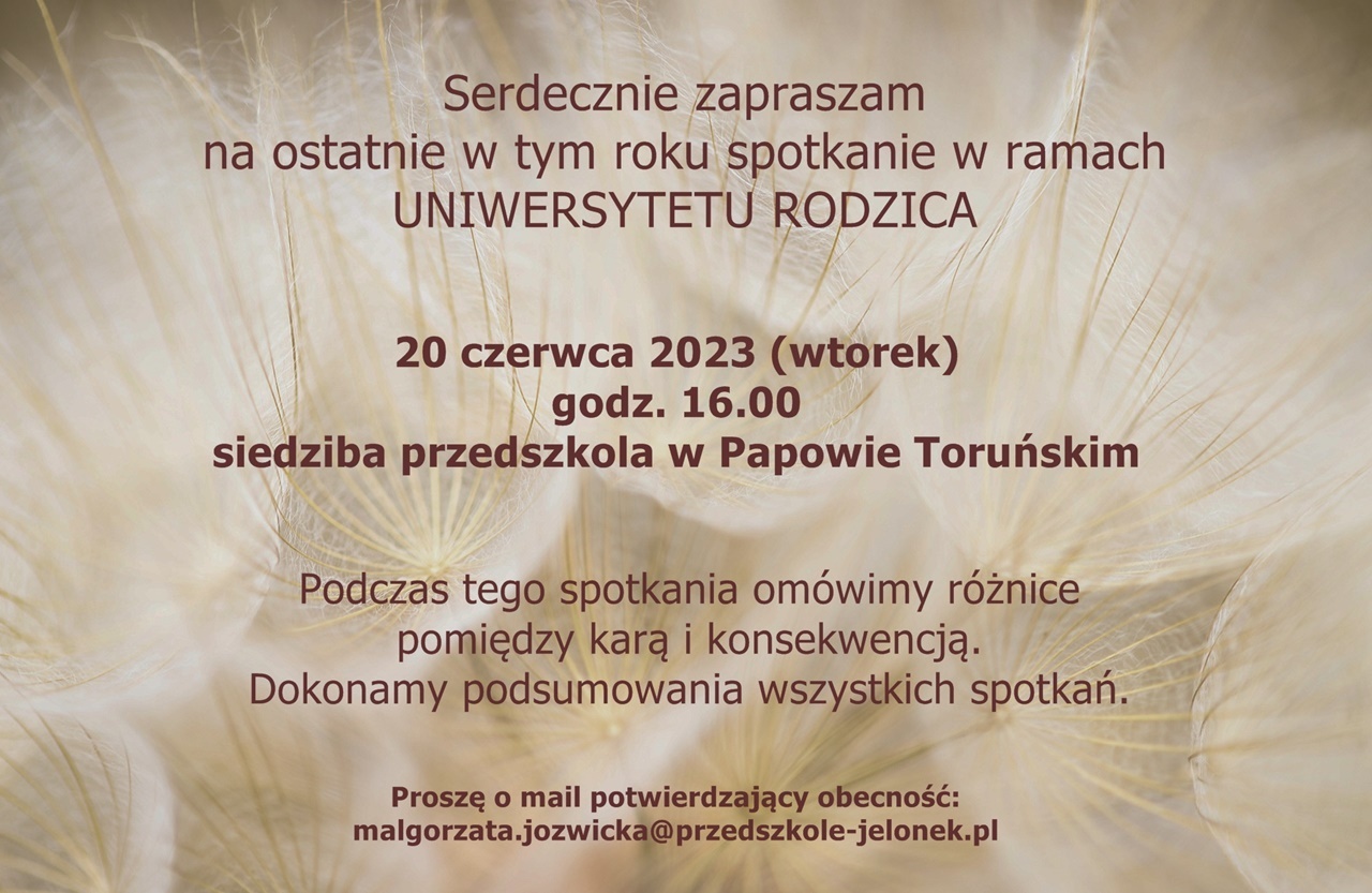 plakat informujący o spotkaniu w ramach uniwersytetu rodzica