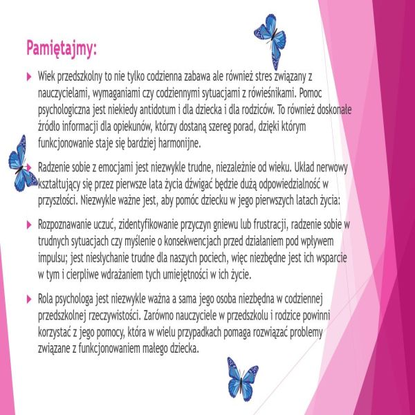 opis działań psychologa w przedszkolu
