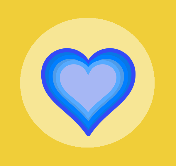 niebieskie serce na żółtym tle