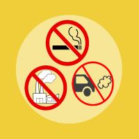 grafiki zakazu palenia i dymienia na żółtym tle