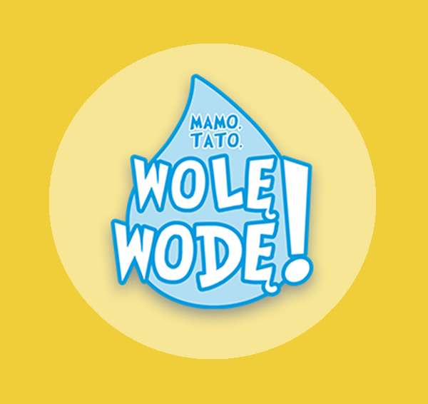 logo programu Mamo, tato wolę wodę! na żółtym tle