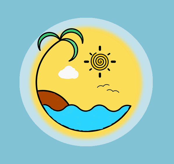 palma na plaży na niebieskim tle