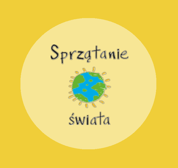 logo akcji sprzątania świata na żółtym tle