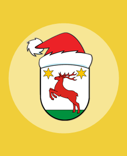 herb gminy łysomice z czapką mikołaja