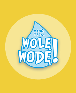 logo programu mamo, tato wolę wodę na żółtym tle