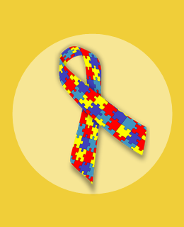 wstążka z kolorpwymi puzzlami