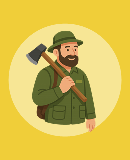 leśniczy na żółtym tle