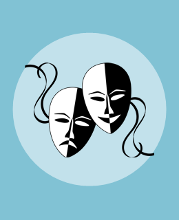 maski teatralne na niebieskim tle