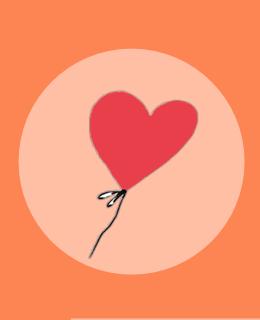 czerwony balonik w kształcie serca