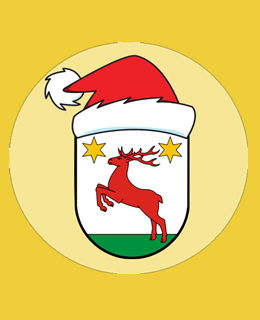 herb gminy Łysomice na żółtym tle