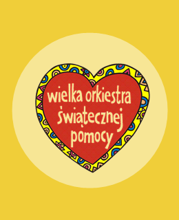 logo WOŚP na żółtym tle