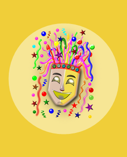 karnawałowa maska na żółtym tle