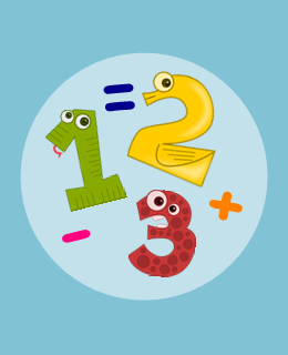 kolorowe cyfry i znaki matemtyczne